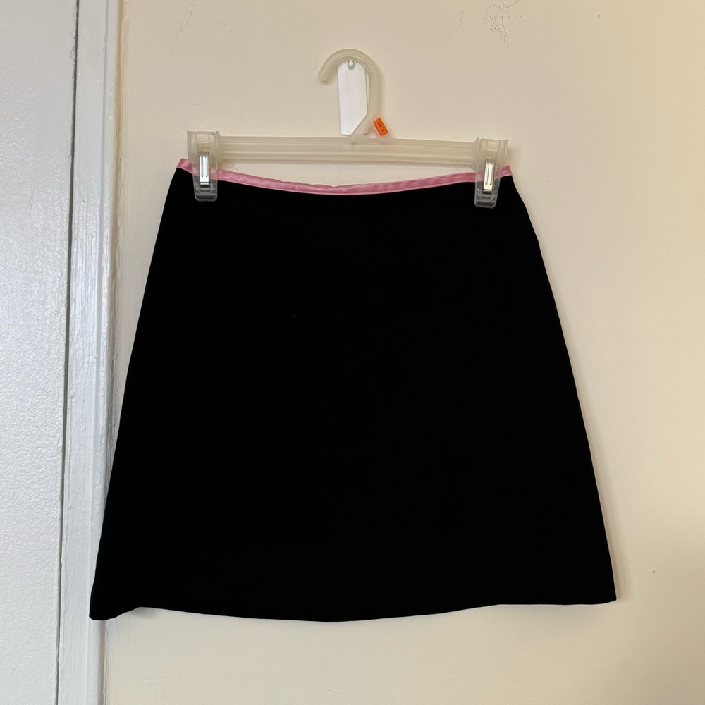 Vintage 90s Amy Byer/Byer Too! Black Mini Skirt with Pink Satin Trim Waistline